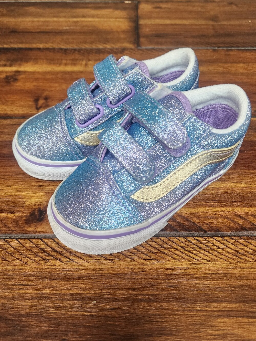 Vans Toddler Old Skool V Ombre Glitter Sneakers - Size 6 - Like New